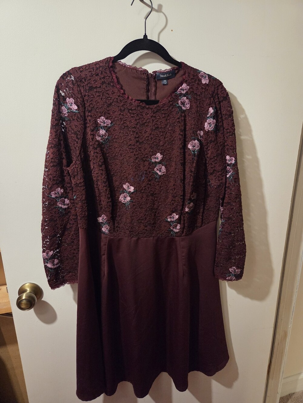 Modcloth "Ready To Bloom" Burgundy Lace Floral Dress Size 20